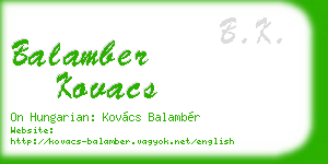balamber kovacs business card